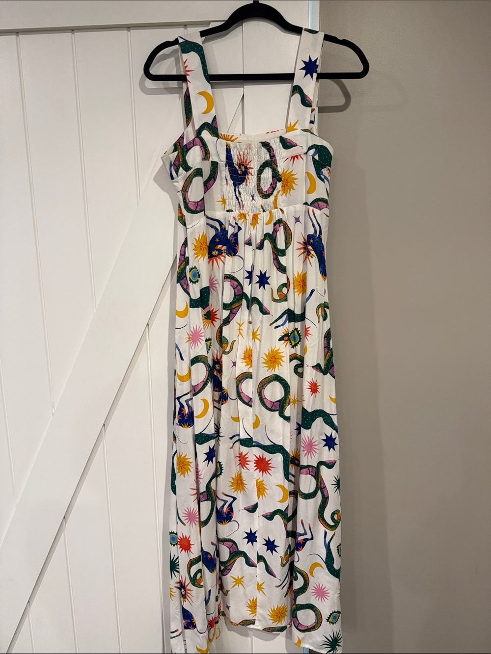 MSK White Maxi Dress with Multicolor Star & Snake Motif - Picture 6 of 7